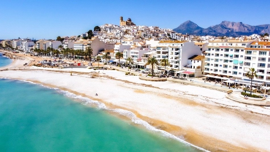 Altea beach and town aerial view