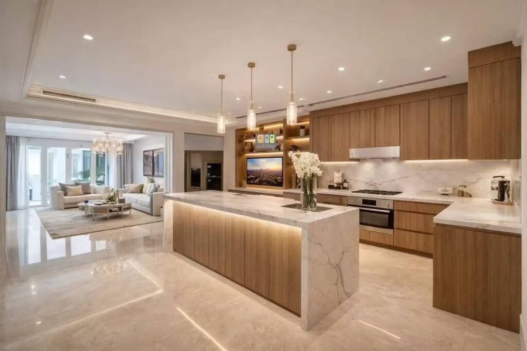 Renovation Spain — luxury open-plan kitchen and living space showing the potential of a Spanish renovation project